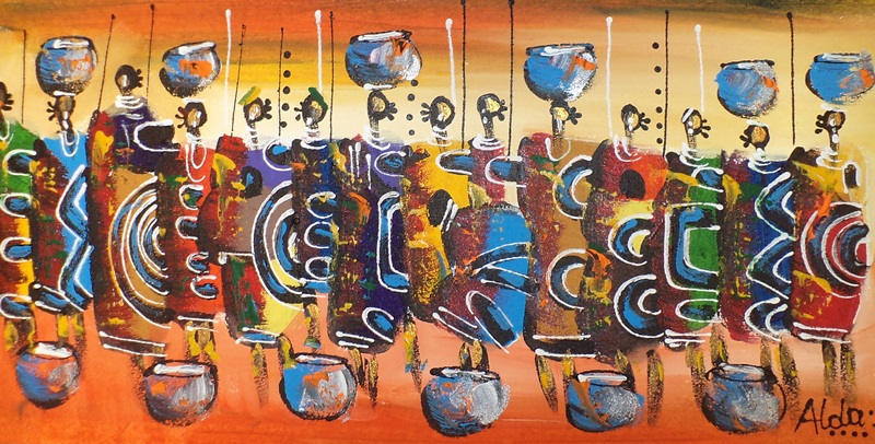 African Market Scene Paintings